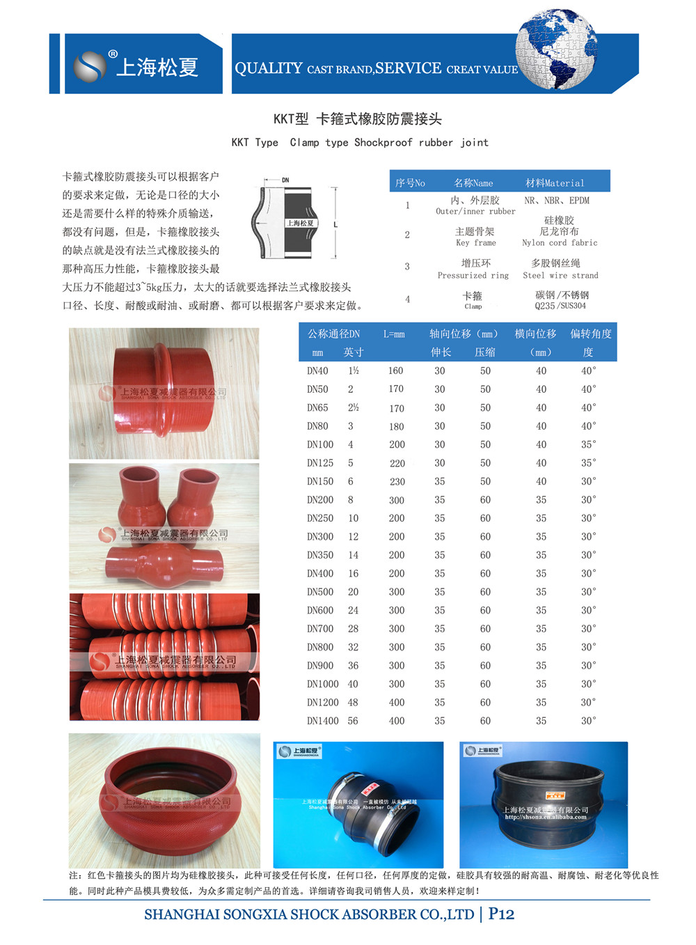 硅橡胶卡箍接头产品参数 硅橡胶卡箍接头产品参数